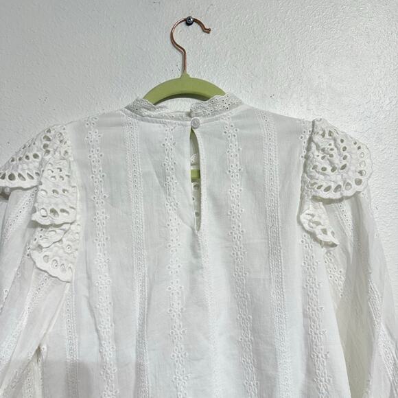 AEOM White Eyelet Lace Blouse Sz S - Picture 7 of 10